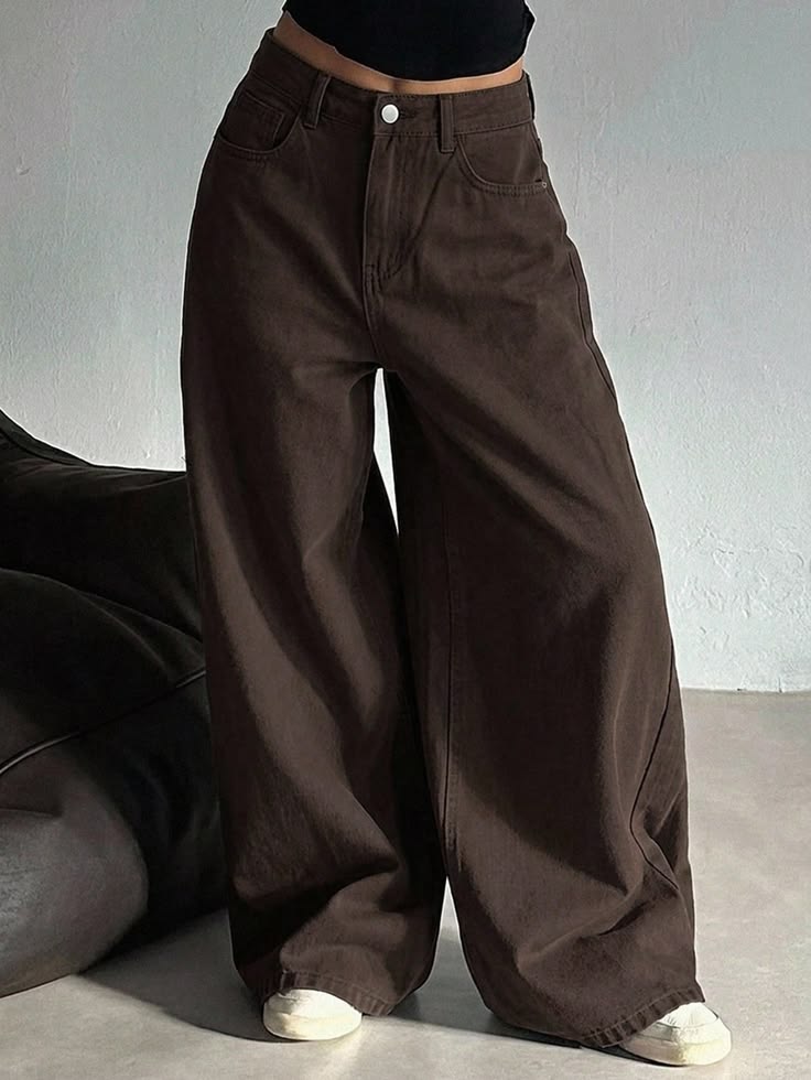 Wide Leg Pants - Brown